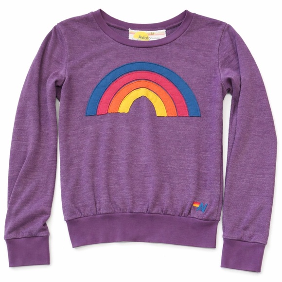 Aviator Nation Tops - Aviator Nation Purple Sweatshirt with Rainbow Applique